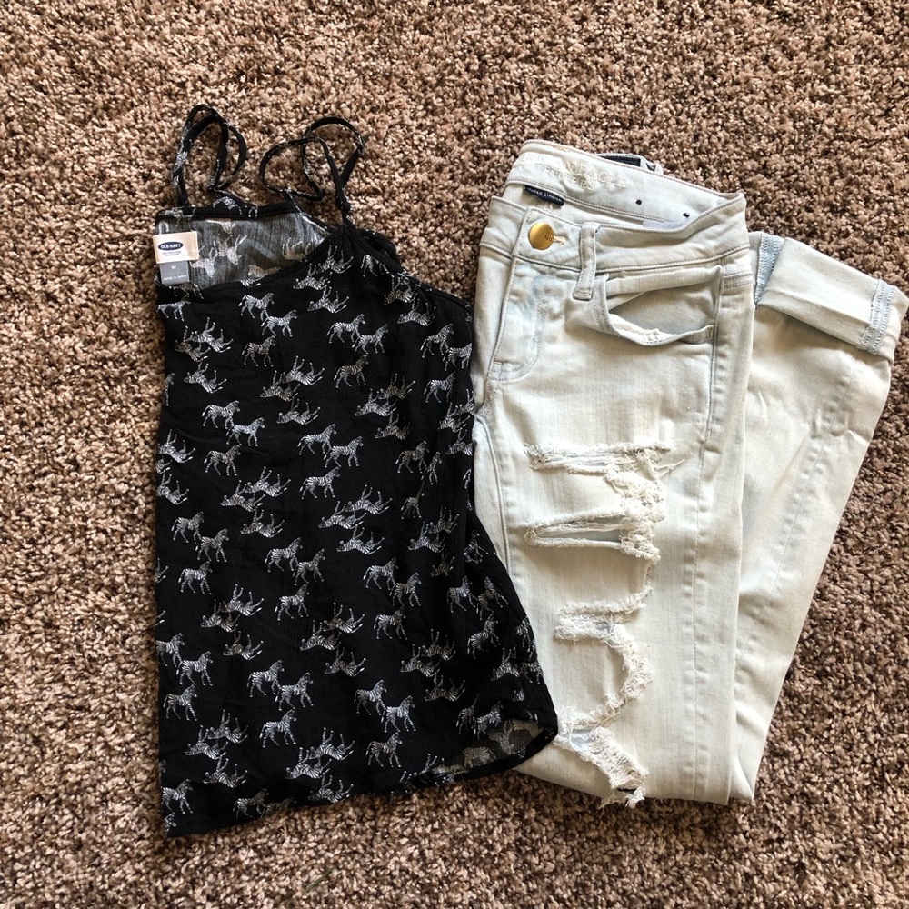 Old Navy Black tank top zebra print